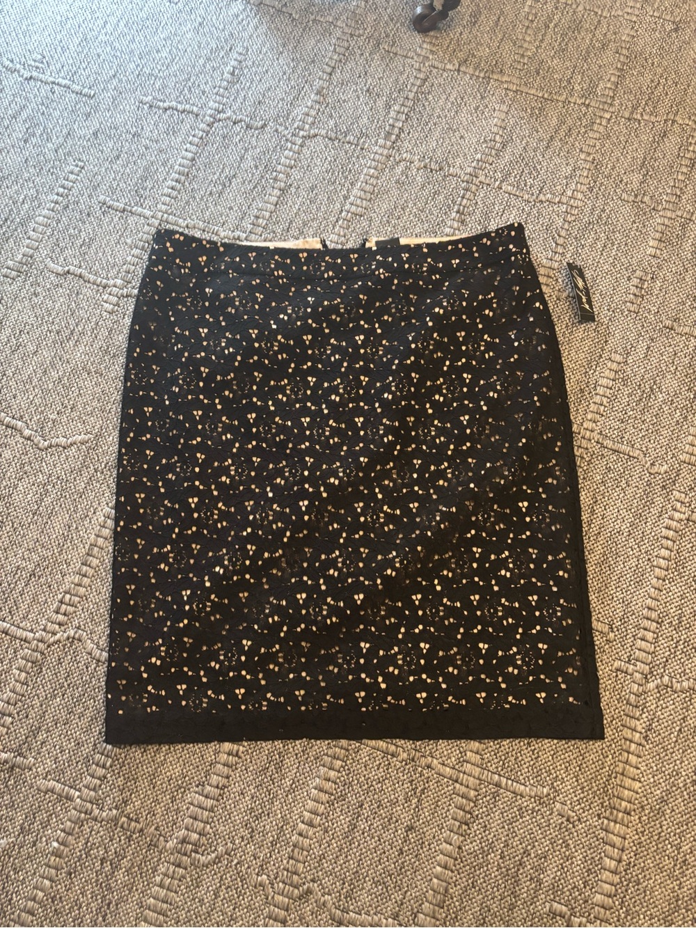 Black lace & lined beige Pencil Skirt